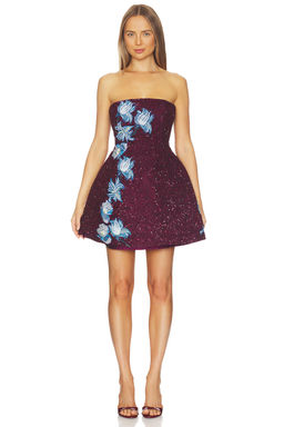 La Fuori - Floral Wine Embroidered Dress
