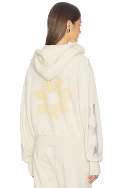 Lauren Moshi - Butterfly Daisy Crop Zip Hoodie