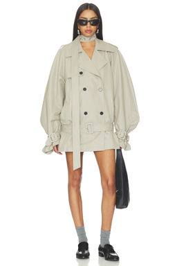 MARRKNULL - Belted Short Trench Coat