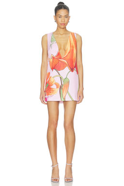 Muma World - Orange Trumpet V Neck Electra Dress