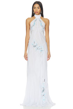 Muma World - Blue Vine Embroidered Belmira Dress