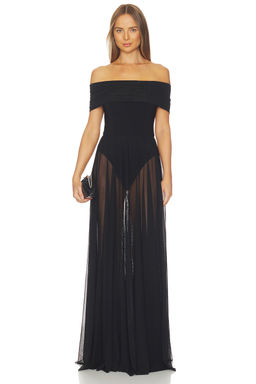 Norma Kamali - Sleeveless Cowl Neck Combo Flared Gown