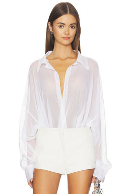 Norma Kamali - Super Oversized Boyfriend Shirt Bodysuit