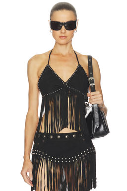 One Teaspoon - Rebel Rider Fringed Studded Suede Cami Top