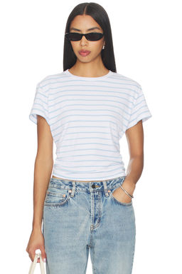 perfectwhitetee - Stripe Boxy Crewneck Tee (Powder Blue Stripe)