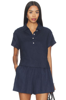 perfectwhitetee - Linen 1/4 Button Down Collared Tee