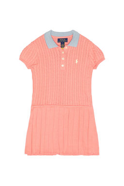 POLO RALPH LAUREN - Short Sleeve Cotton Mini Cable Knit Collared Dress