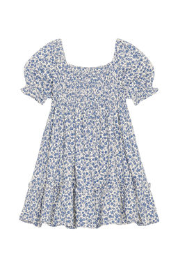 POLO RALPH LAUREN - Short Sleeve Jersey Knit Floral Smocked Dress