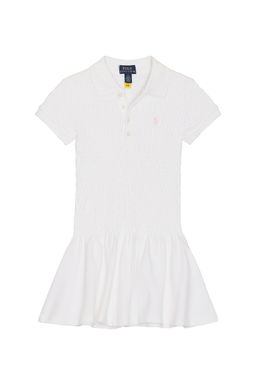 POLO RALPH LAUREN - Sleeveless Stretch Mesh Smocked Collared Day Dress
