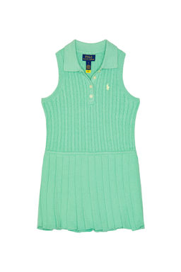 POLO RALPH LAUREN - Sleeveless Cotton Mini Cable Collared Dress