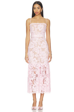 self-portrait - Pink Crochet Lace Midi Dress