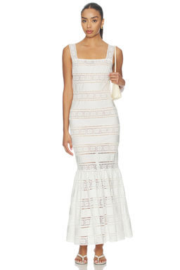 self-portrait - White Cotton Embroidered Midi Dress