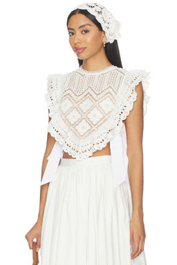self-portrait - White Crochet Lace Crop Top