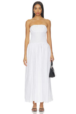 Susana Monaco - Solid Linen Smocked Waist Tube Maxi Dress