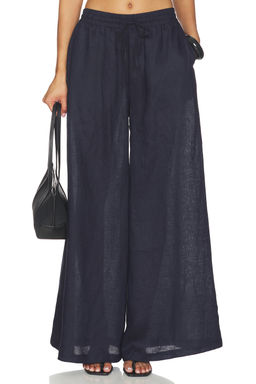 Susana Monaco - Solid Linen Wide Leg Elastic Pant