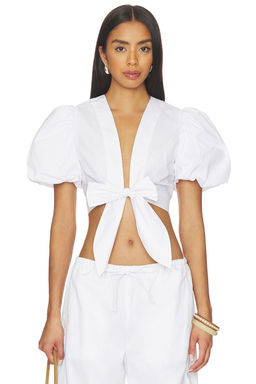 Susana Monaco - Poplin Bubble Sleeve Tie Front Top