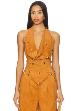 Understated Leather - Dome Studded Halter Top
