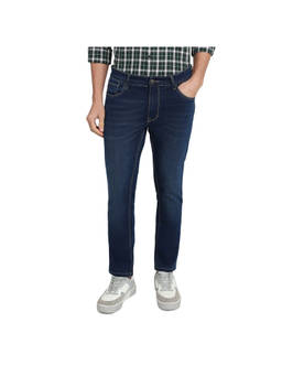 ColorPlus - Mid Rise Slim Fit Dark Blue Cotton Blend Jeans