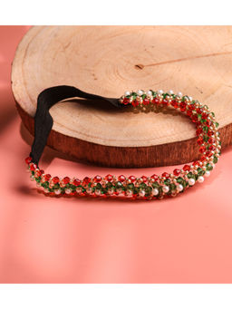 Choko - Girls Beaded Headband with Tricolour Beads & Pearl Accents Multicolour