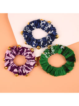 Choko - Pack of 3 Scrunchies with Golden Bead Detailing