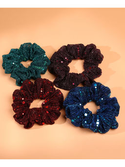 Choko - Pack of 4 Glitter Scrunchies with Sequin Detailing