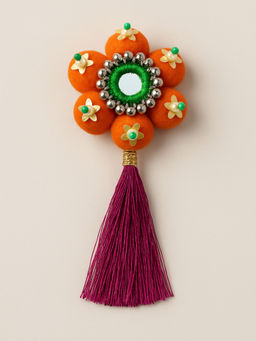 Choko - Orange Floral Hair Clip with Magenta Tassel – Ethnic, Daily Wear, Festivals & Weddings