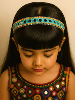 Choko - Sky Blue Hair Band with Multicolour Tassels & Chain – Ethnic Festive & Wedding Ready