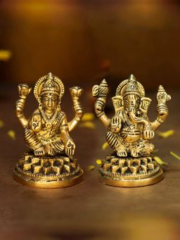 Ekhasa - 100 Pure Brass Ganesh Lakshmi Idol Combo Set