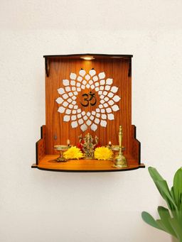 Ekhasa - Wooden Pooja Mandir for Home Wall Mounted with Led Spotlight