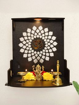 Ekhasa - Wooden Pooja Mandir for Home Wall Mounted with Led Spotlight