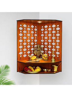 Ekhasa - Wooden Pooja Mandir for Home Wall Mounted with Led Spotlight
