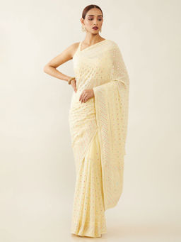 Soch - Embroidered Georgette Saree with Unstitched Blouse