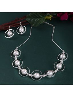 Estele - Rhodium Plated Circular Designer Necklace Set for Women