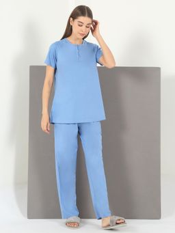 Sweet Dreams - Womens Solid Nightsuit Blue