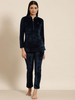 Sweet Dreams - Women Solid Tracksuit Navy Blue