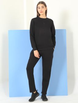 Sweet Dreams - Womens Suede Textured Tracksuit Black