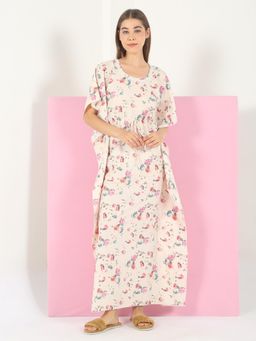 Sweet Dreams - Womens Floral Printed Full Length Night Dress Pink