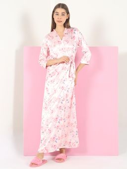 Sweet Dreams - Womens Floral Printed Full Length Nightdress with Robe