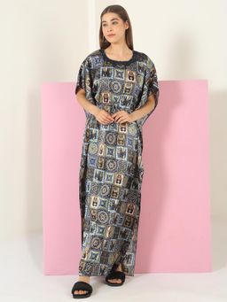 Sweet Dreams - Womens Geometric Printed Full Length Night Dress