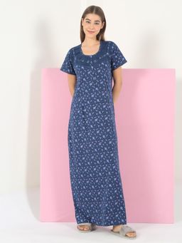 Sweet Dreams - Womens Floral Printed Full Length Night Dress