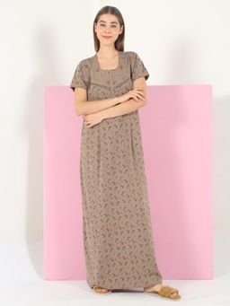 Sweet Dreams - Womens Floral Printed Full Length Night Dress