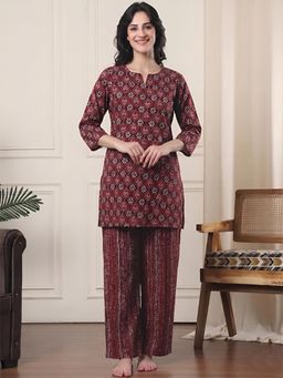 Indreams - Pure Comfort Cotton Night Suit Red