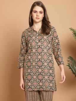 Indreams - Summer Cotton Woven Kurti Red