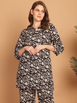 Indreams - Summer Cotton Woven Kurti Black