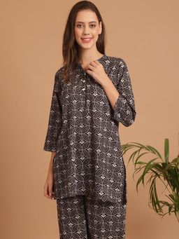 Indreams - Summer Cotton Woven Kurti Black