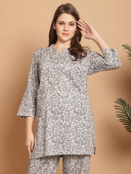 Indreams - Summer Cotton Woven Kurti Grey