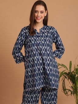 Indreams - Summer Cotton Woven Kurti Blue
