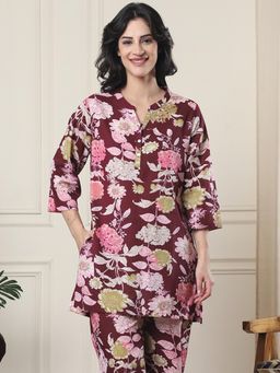 Indreams - Summer Cotton Woven Kurti Maroon