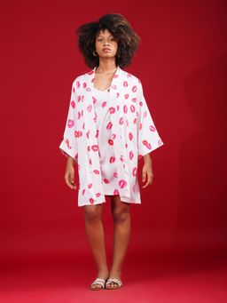 Noite Luxe - Kiss Kiss Premium Satin Robe And Nightdress