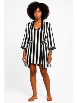 Noite Luxe - Monochrome Luxe Satin Robe With Nightdress